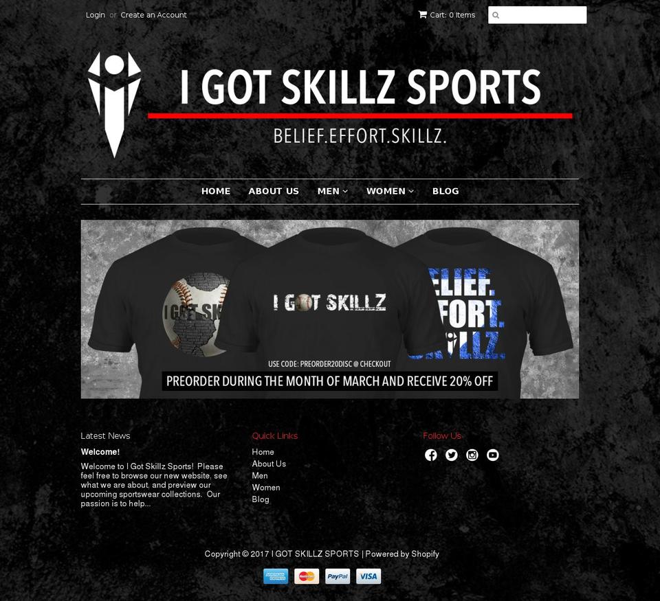 igotskillzsports.com shopify website screenshot
