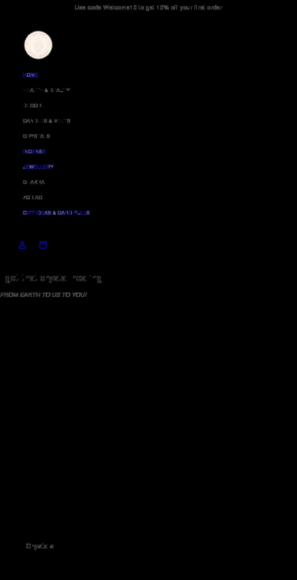 igotthatcrystalhealing.com shopify website screenshot