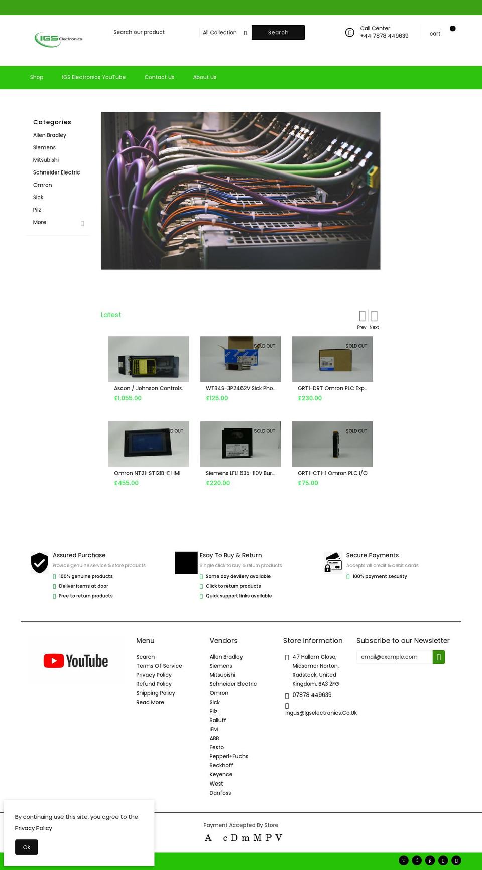 MegaShop Shopify theme site example igselectronics.co.uk