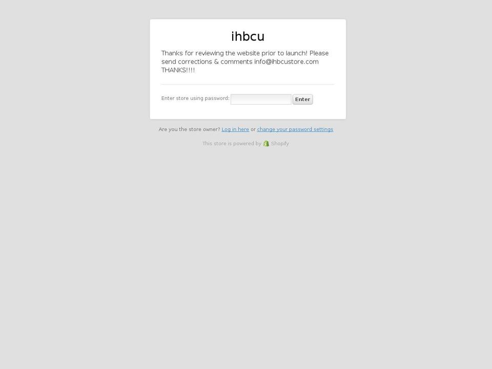 ihbcustore.com shopify website screenshot
