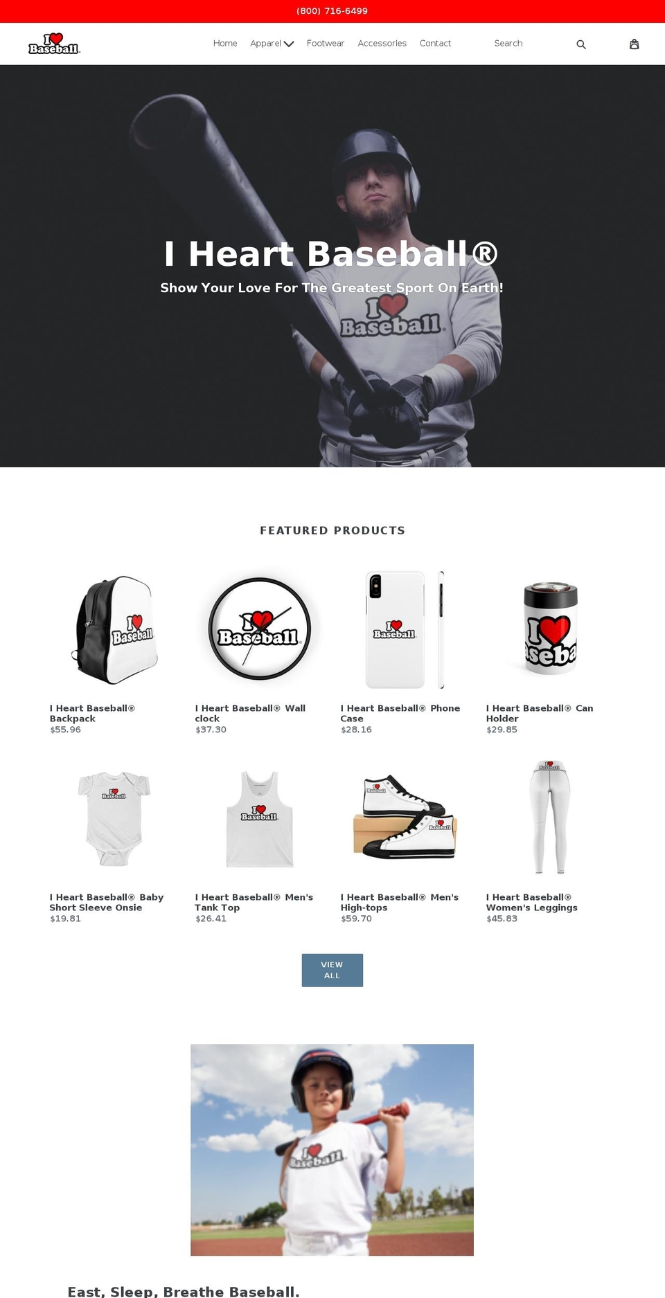 iheartbaseball.net shopify website screenshot