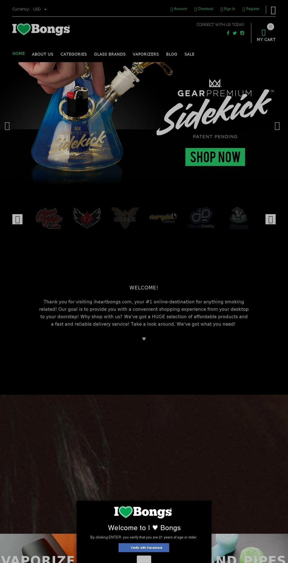 yourstore-v2-1-0 Shopify theme site example iheartbongs.com