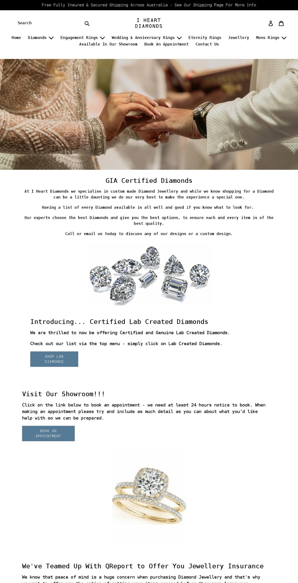 iheartdiamonds.com.au shopify website screenshot