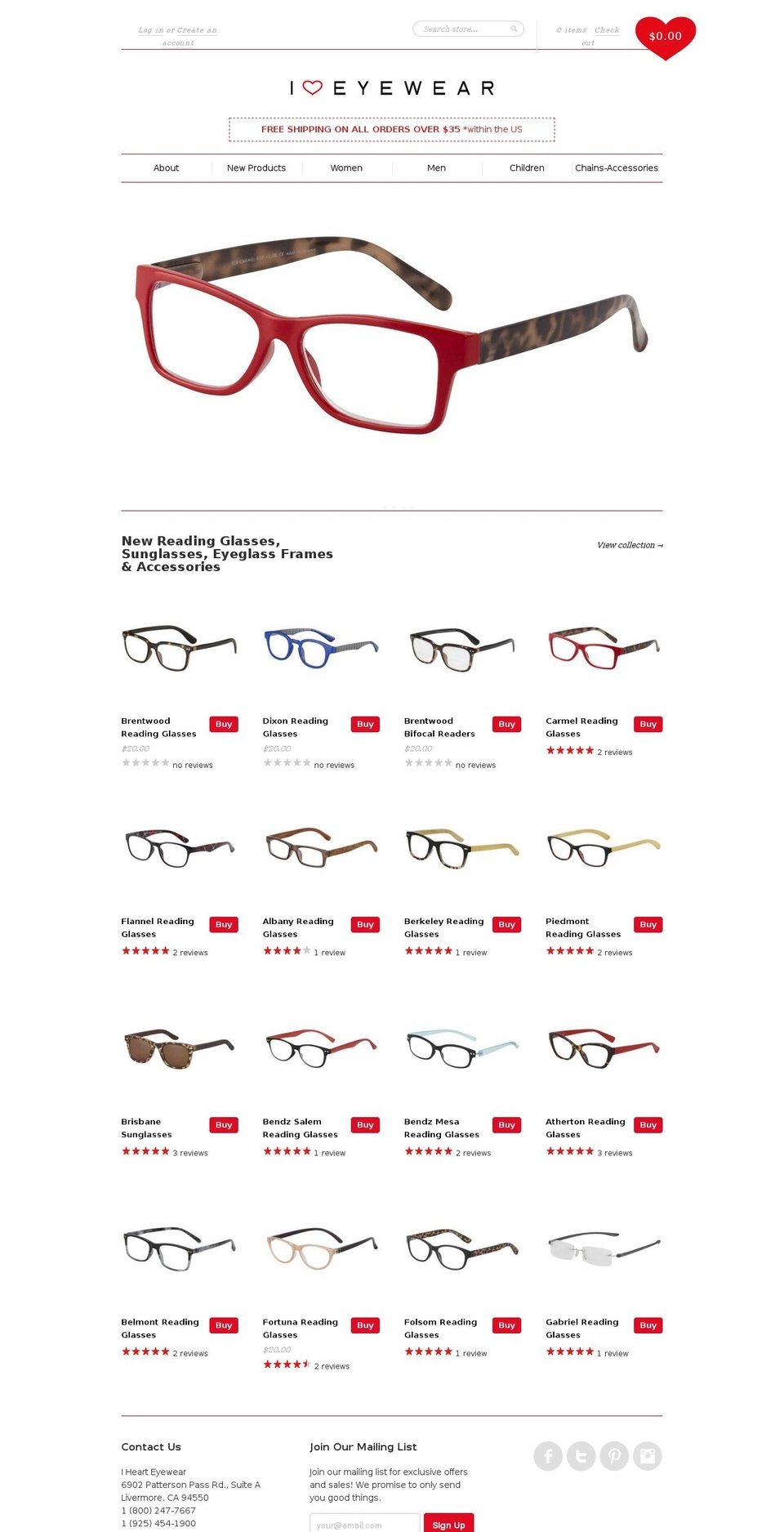 ihearteyewear.com shopify website screenshot