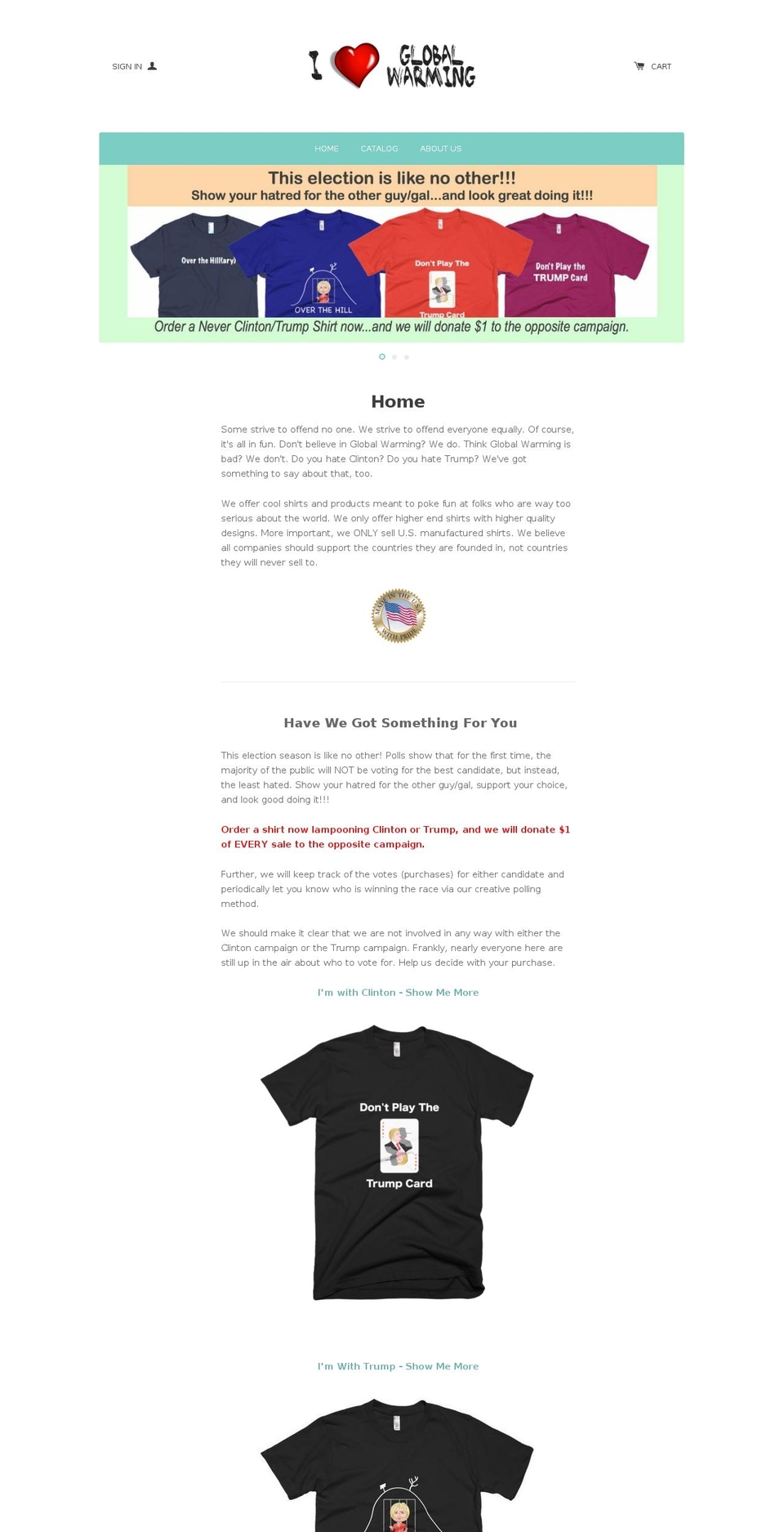 iheartglobalwarming.com — Shopify storefront screenshot