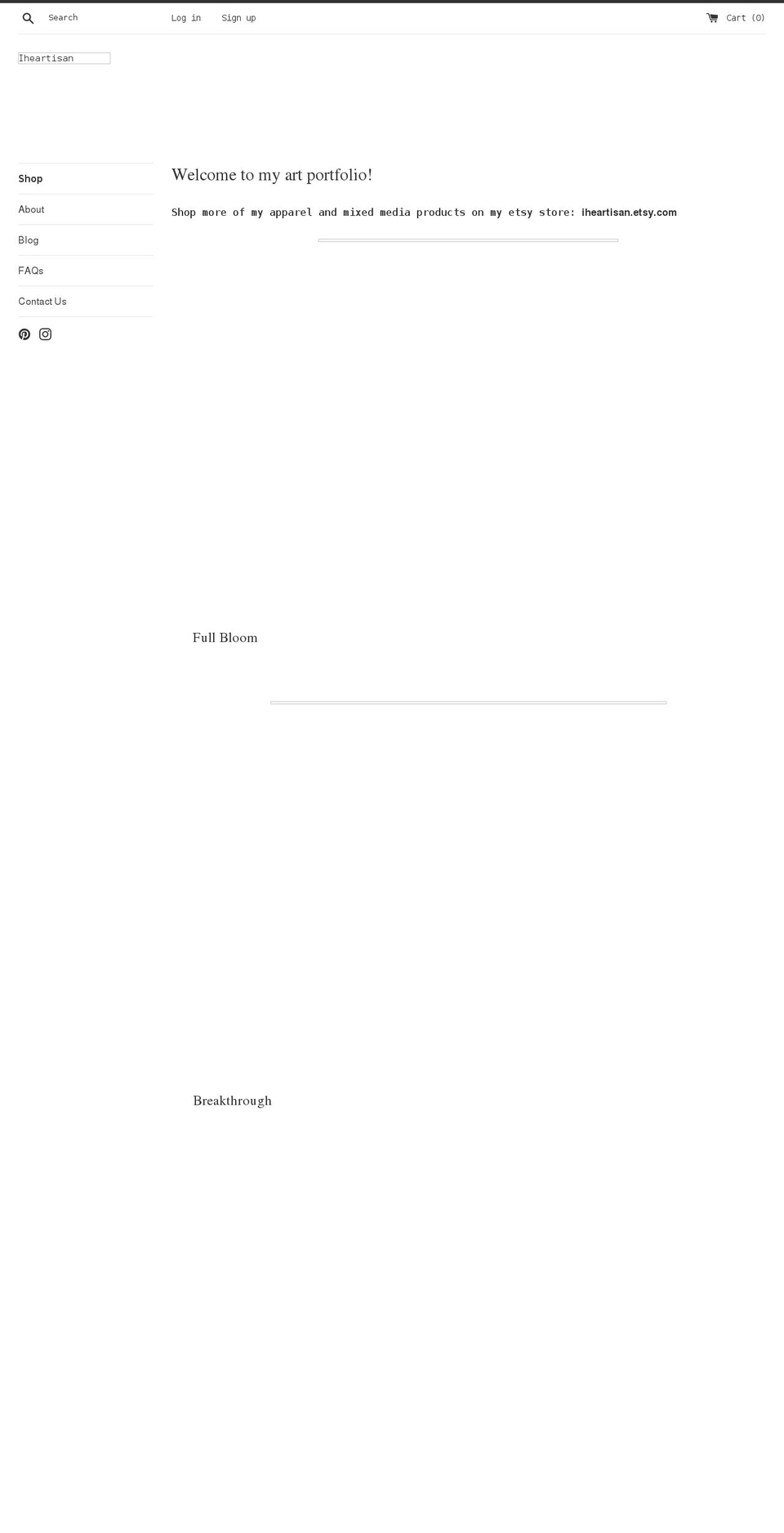 iheartisan.com shopify website screenshot