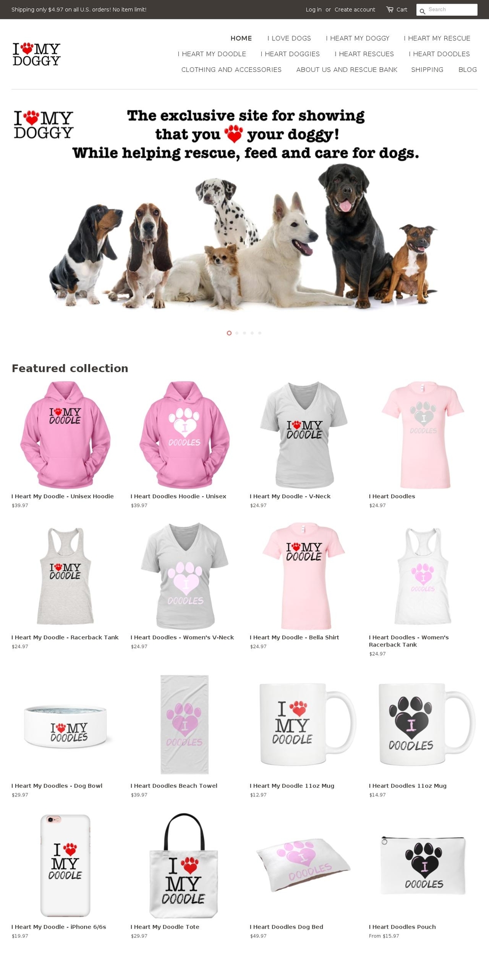 iheartmydoggy.com shopify website screenshot