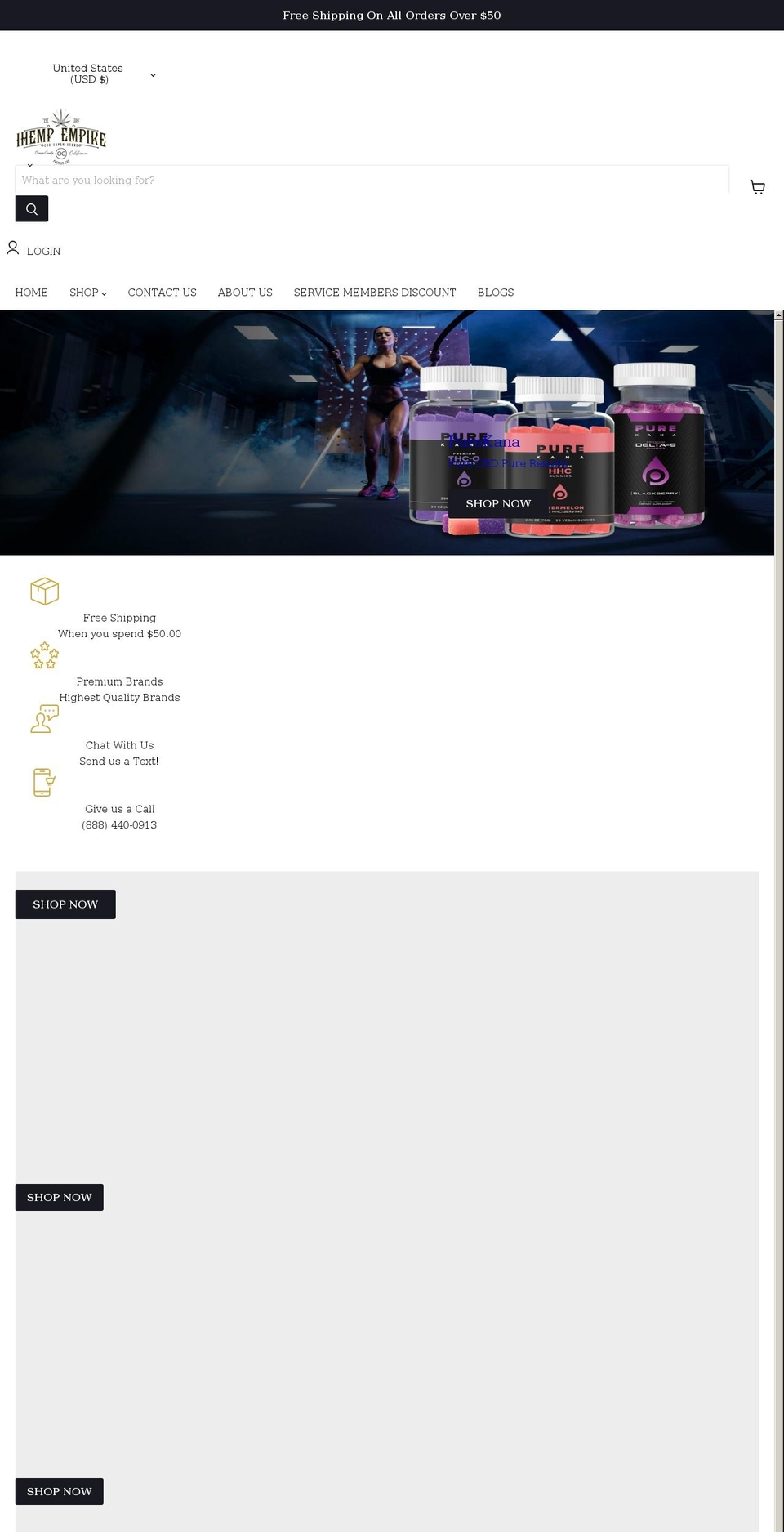 ihempempire.com shopify website screenshot