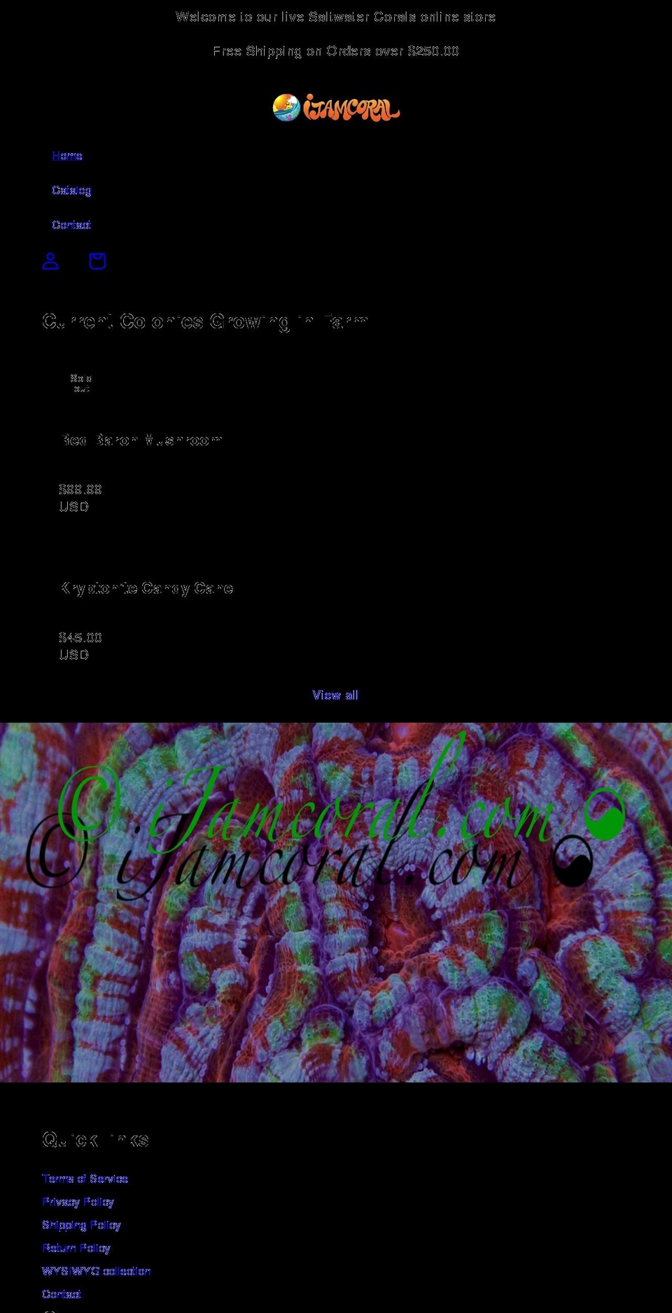 ijamcoral.com shopify website screenshot