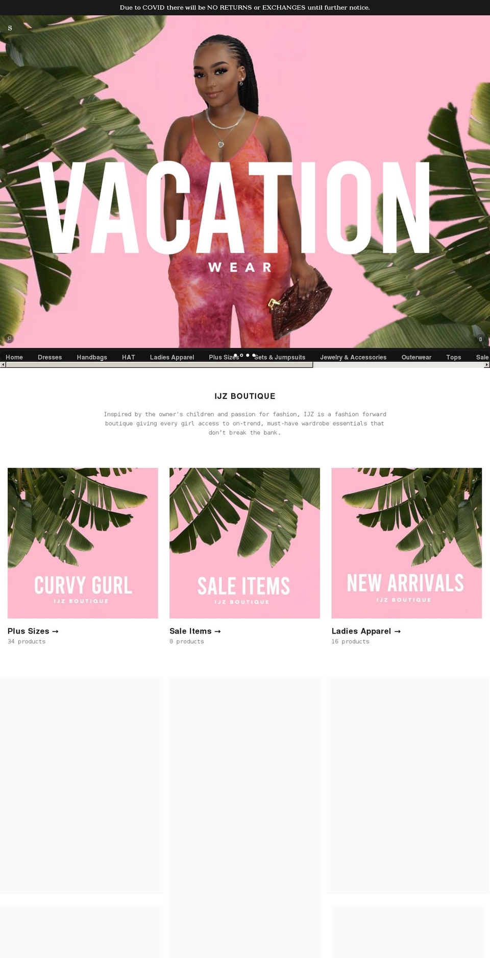 ijzboutiques.com shopify website screenshot
