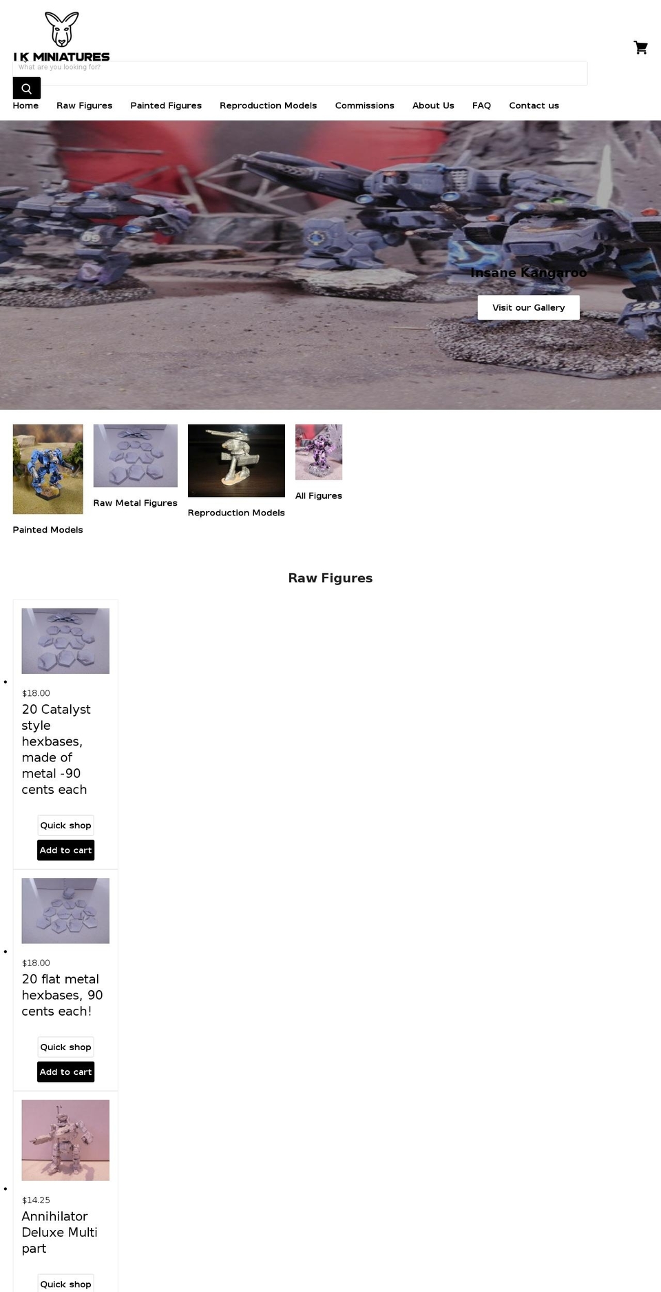 ikminiatures.com shopify website screenshot