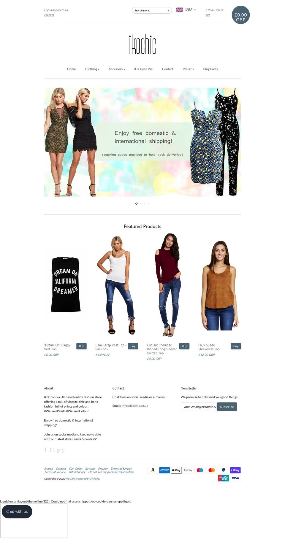 ikochic.co.uk shopify website screenshot