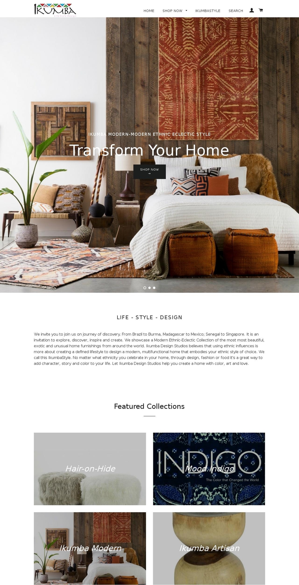 ikumbadesign.com shopify website screenshot