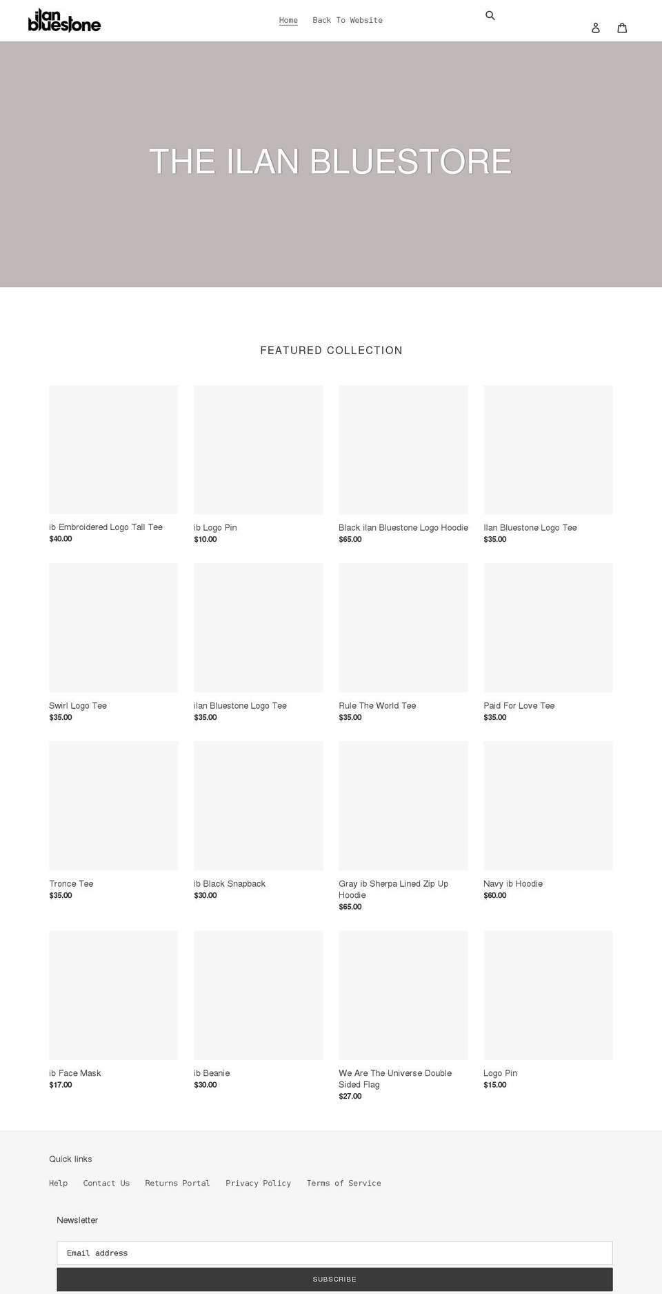 ilanbluestore.com shopify website screenshot