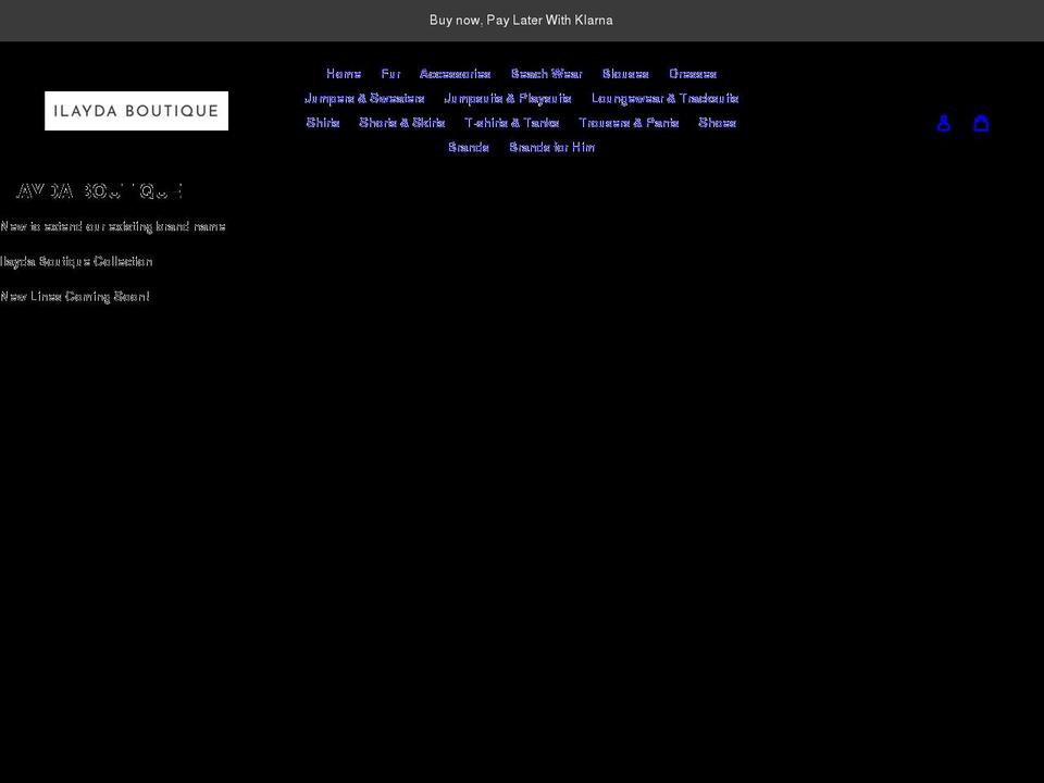 ilaydaboutique.com shopify website screenshot