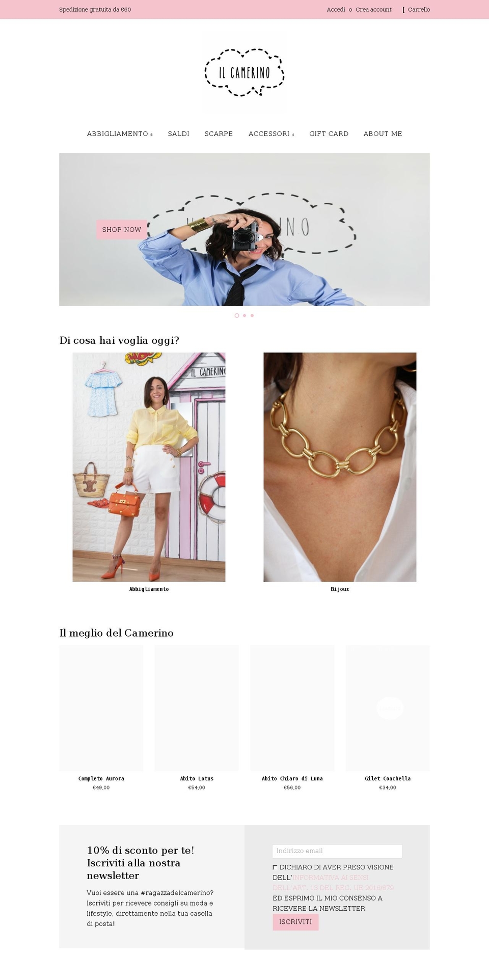 ilcamerinoshop.com shopify website screenshot