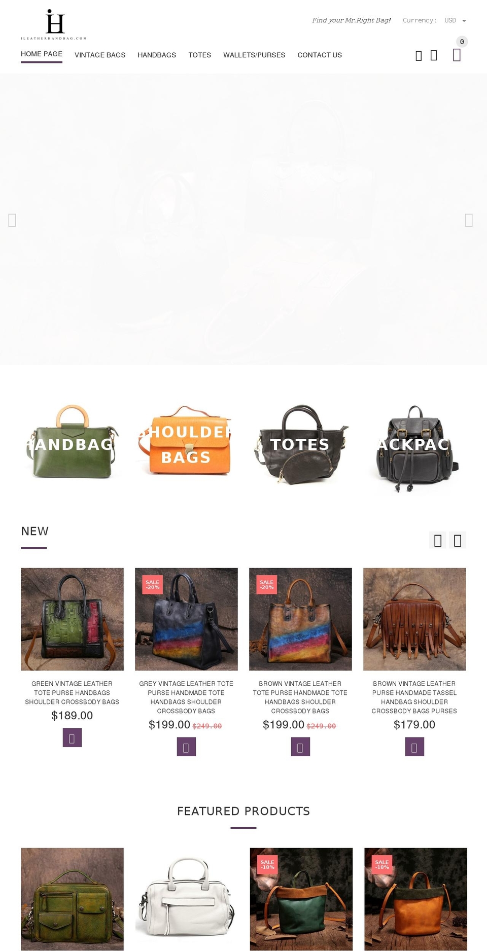 YourStore Shopify theme site example ileatherhandbag.com
