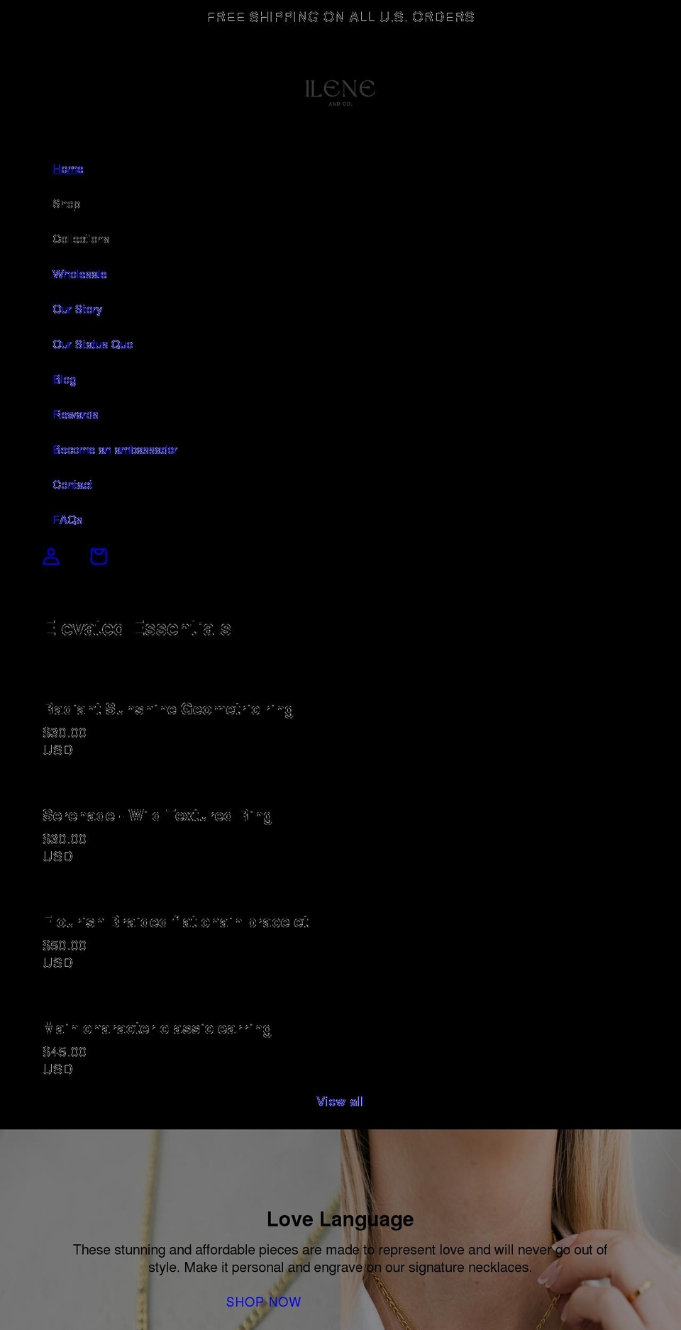 ileneandco.com shopify website screenshot