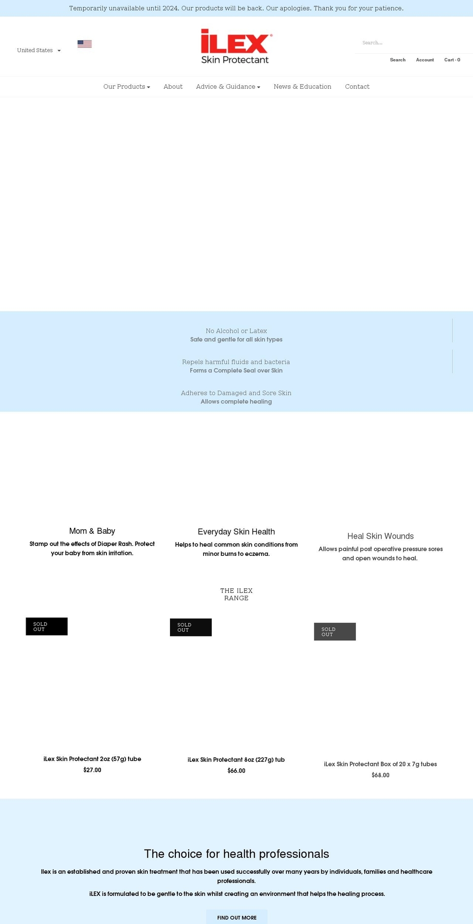 ilexhealthproductsusa.com shopify website screenshot