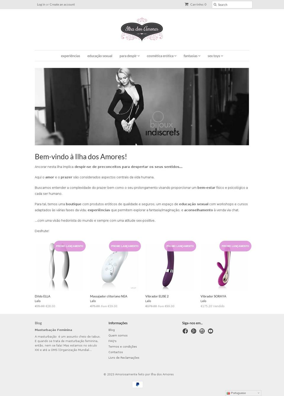 ilhadosamores.com shopify website screenshot