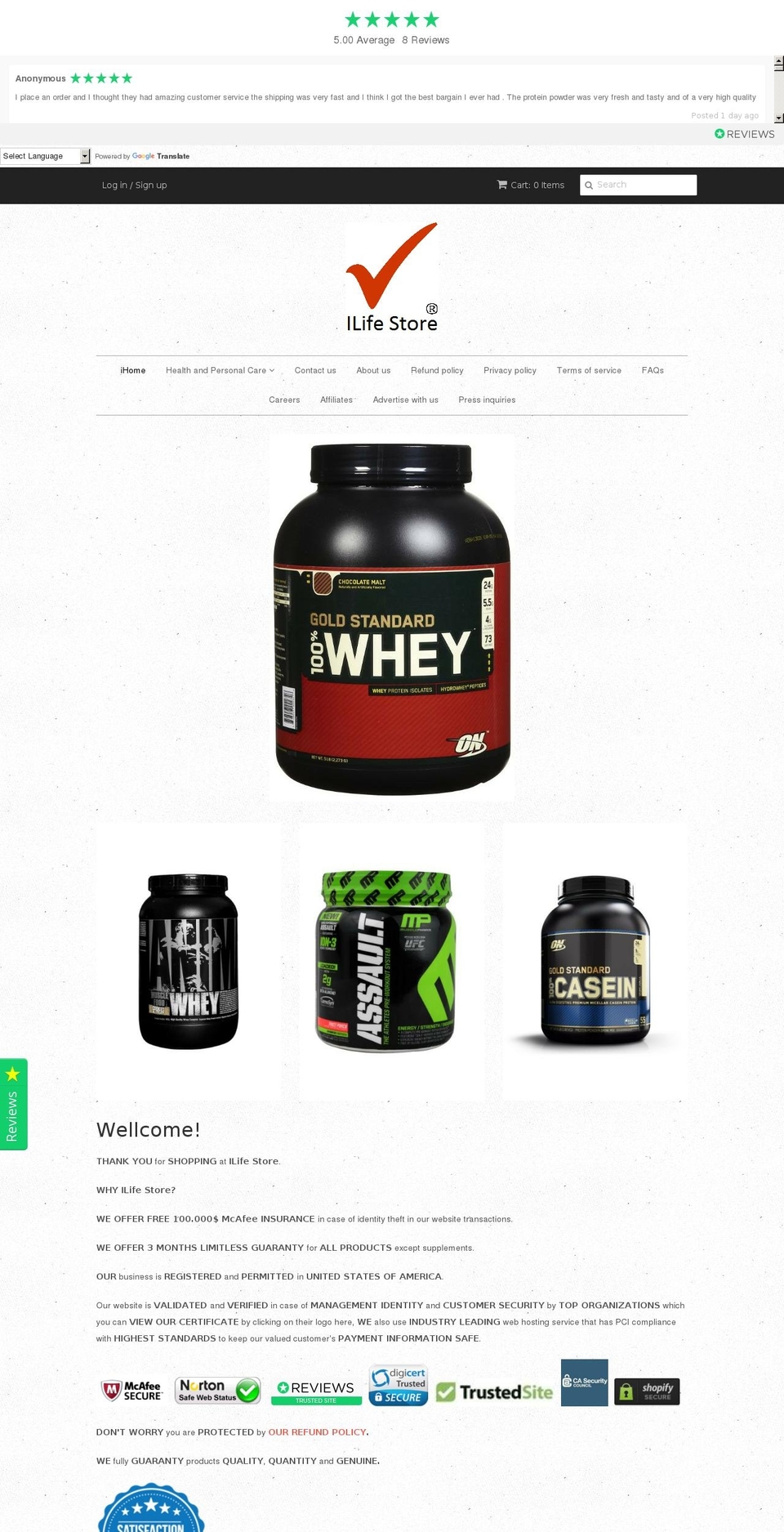 ilifeonlinestore.com shopify website screenshot