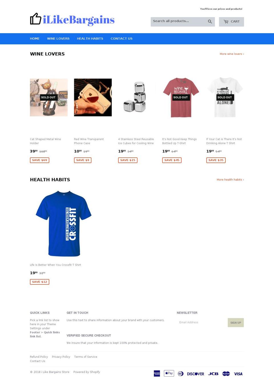 ilikebargainsstore.com — Shopify storefront screenshot