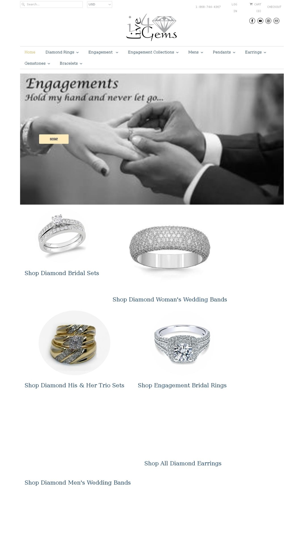 ilive4gems.com shopify website screenshot