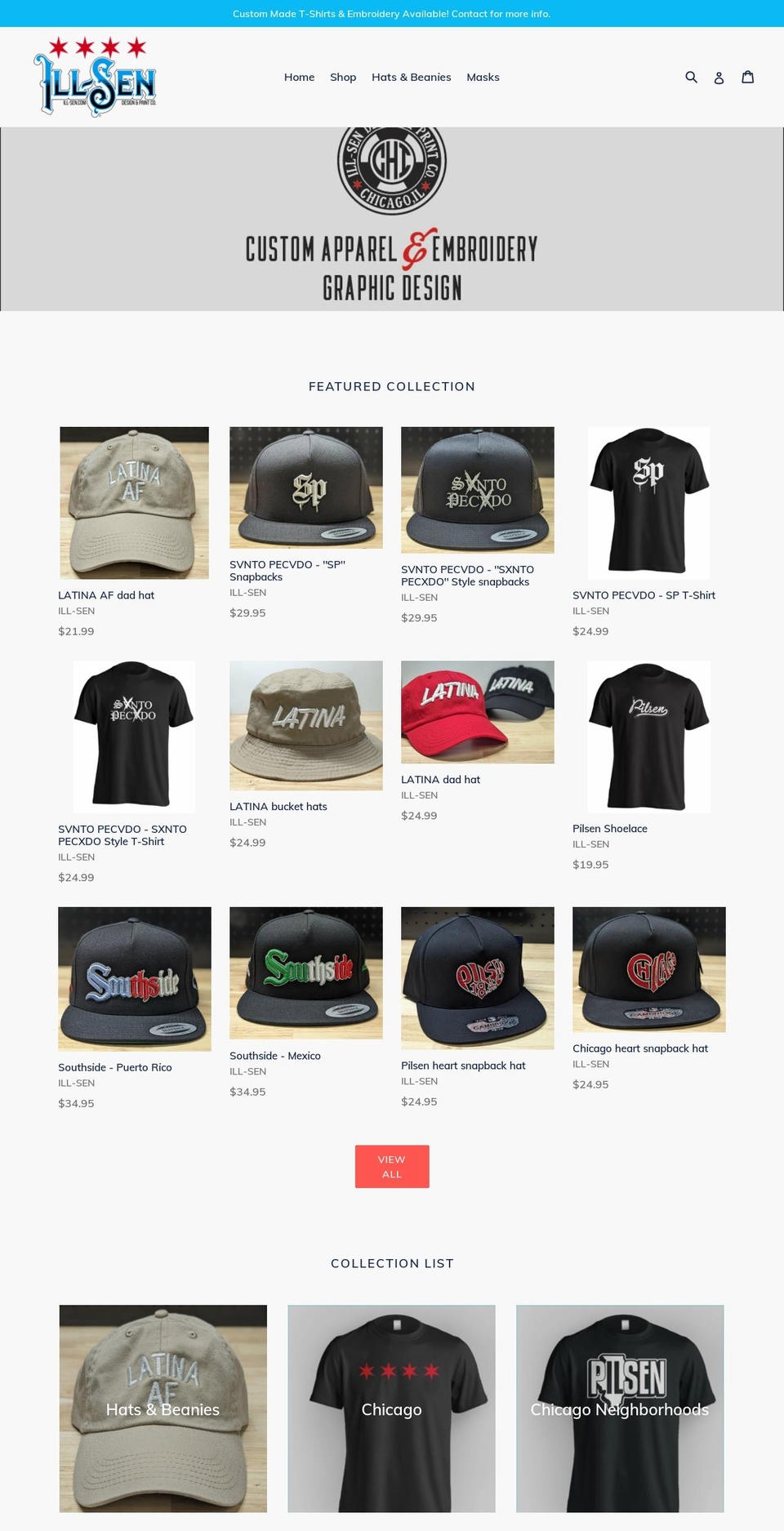 ill-sen.com shopify website screenshot