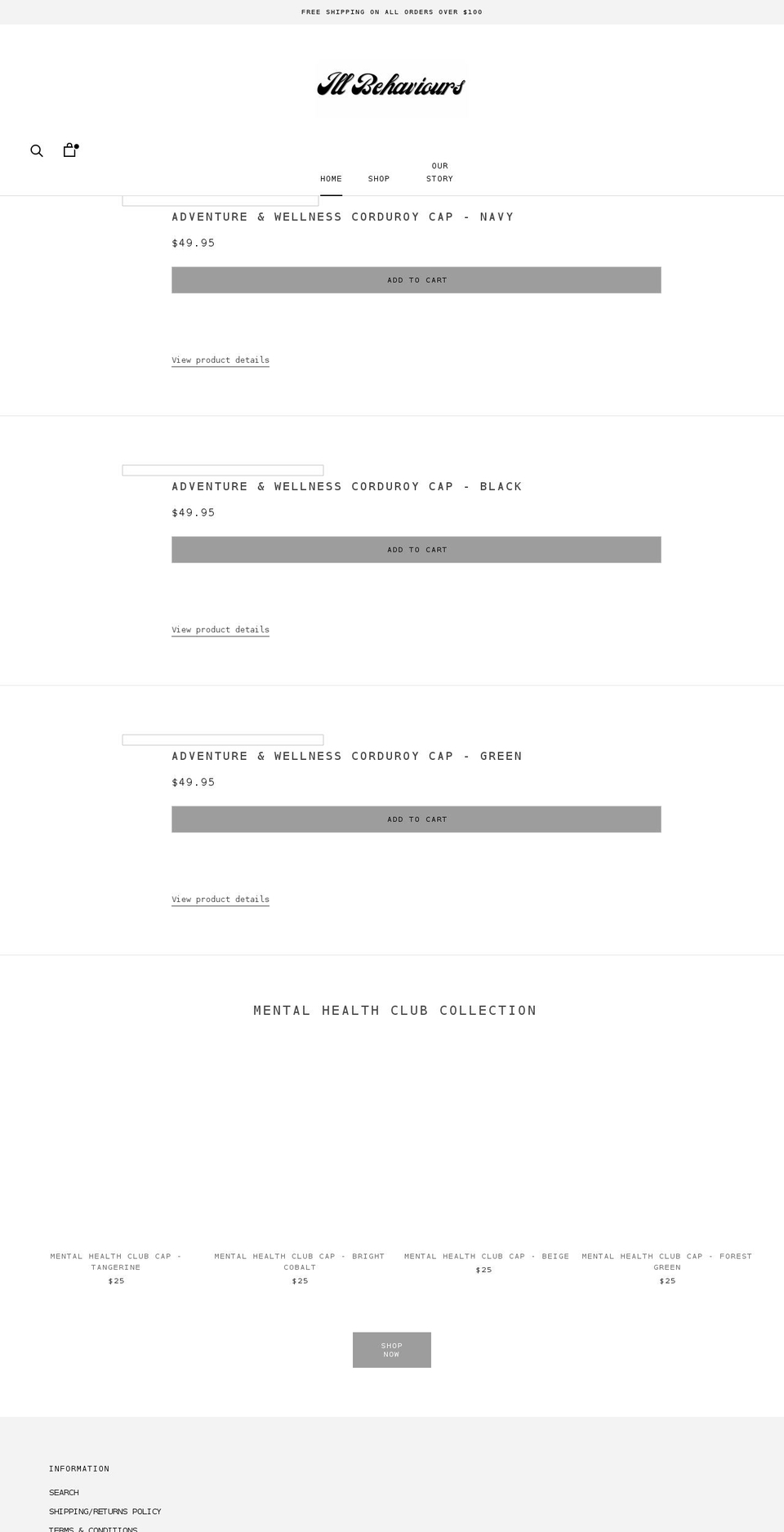 illbehaviours.com shopify website screenshot