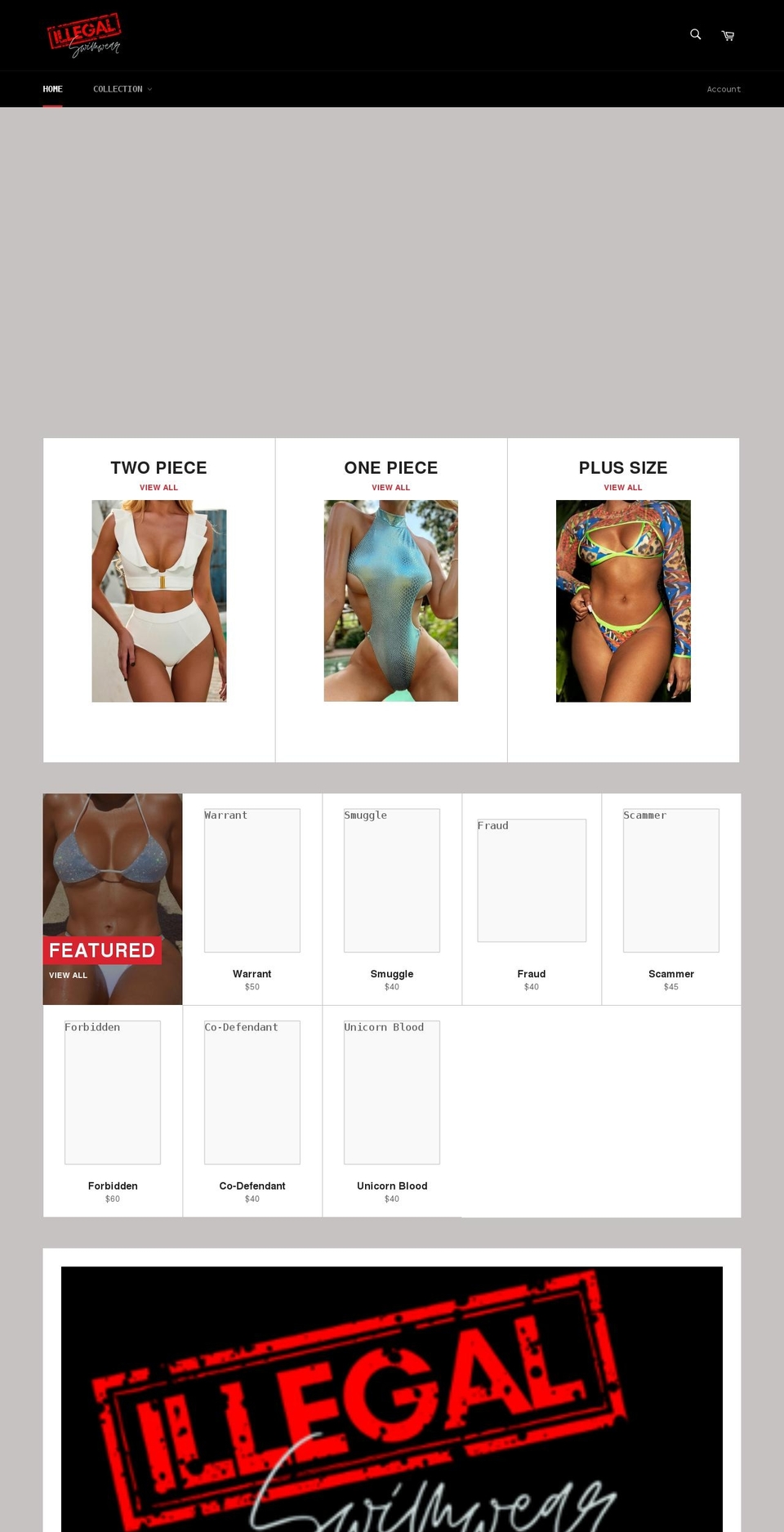 illegalswimwear.com shopify website screenshot
