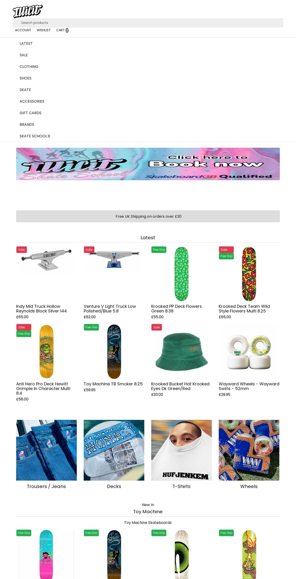 custom Shopify theme site example illicitskate.com