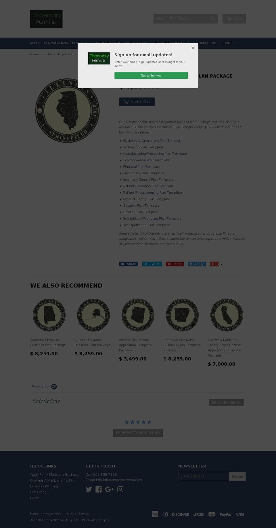 illinoisdispensarypermit.com — Shopify storefront screenshot