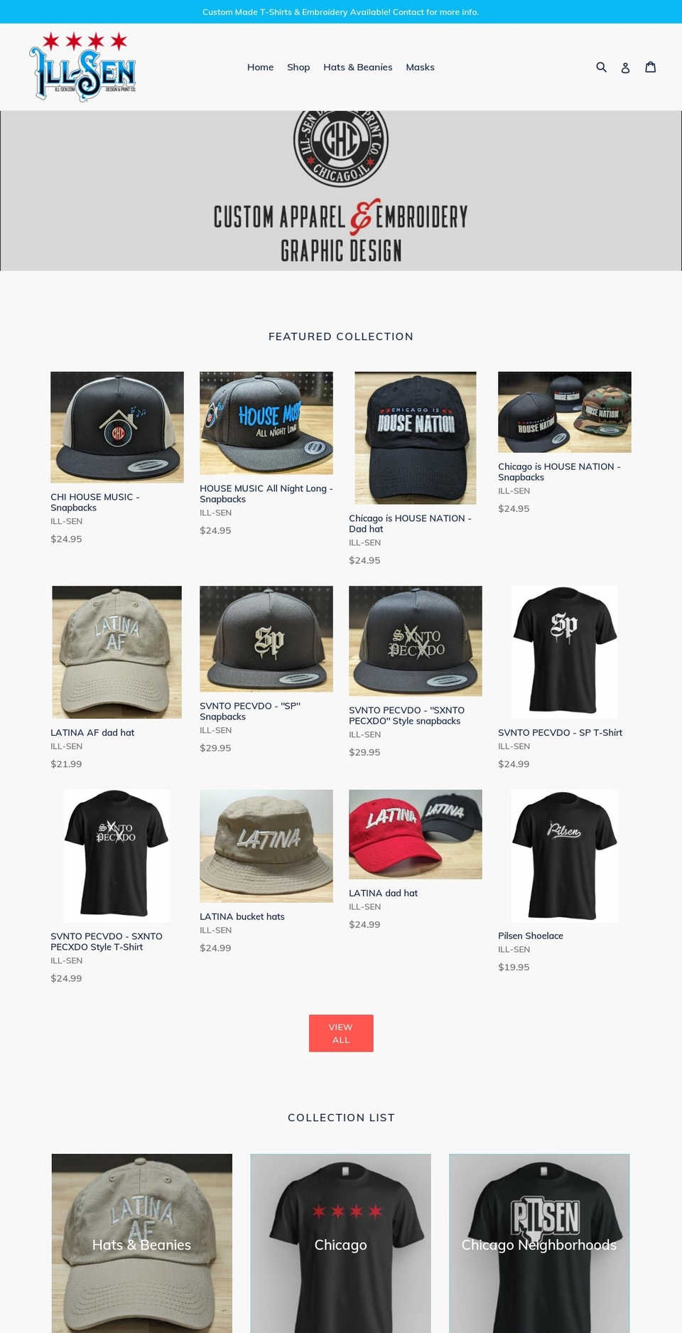 illsenchicago.com — Shopify storefront screenshot