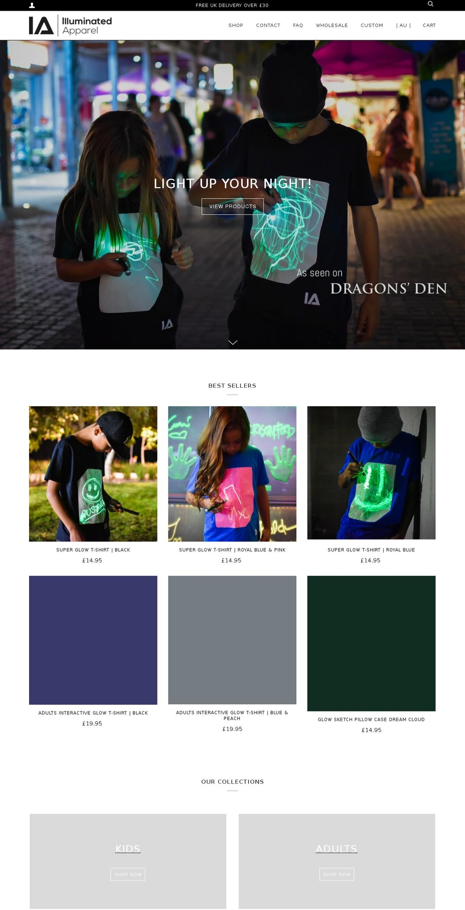 illuminatedapparel.co.uk shopify website screenshot