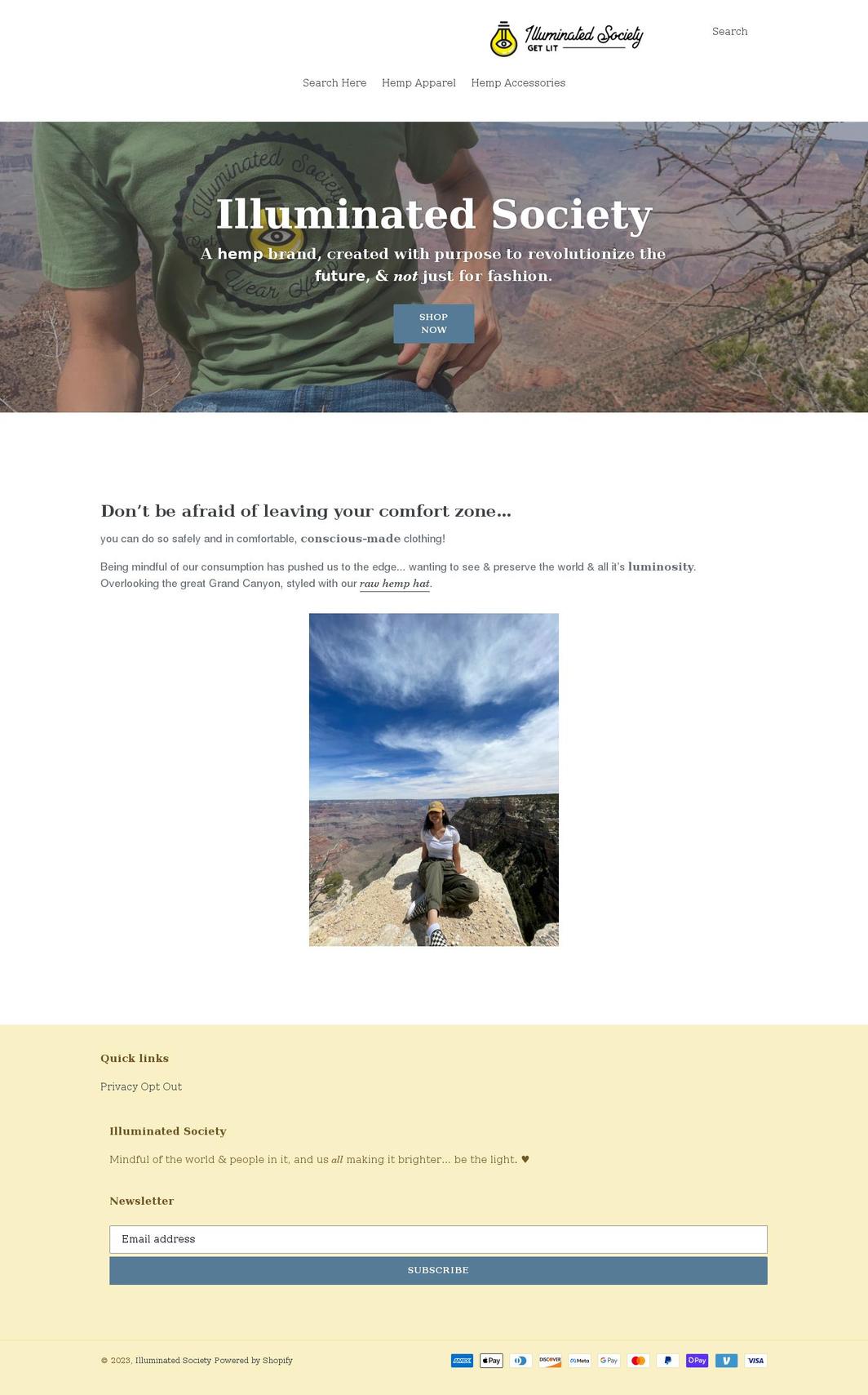 illuminatedsociety.org shopify website screenshot