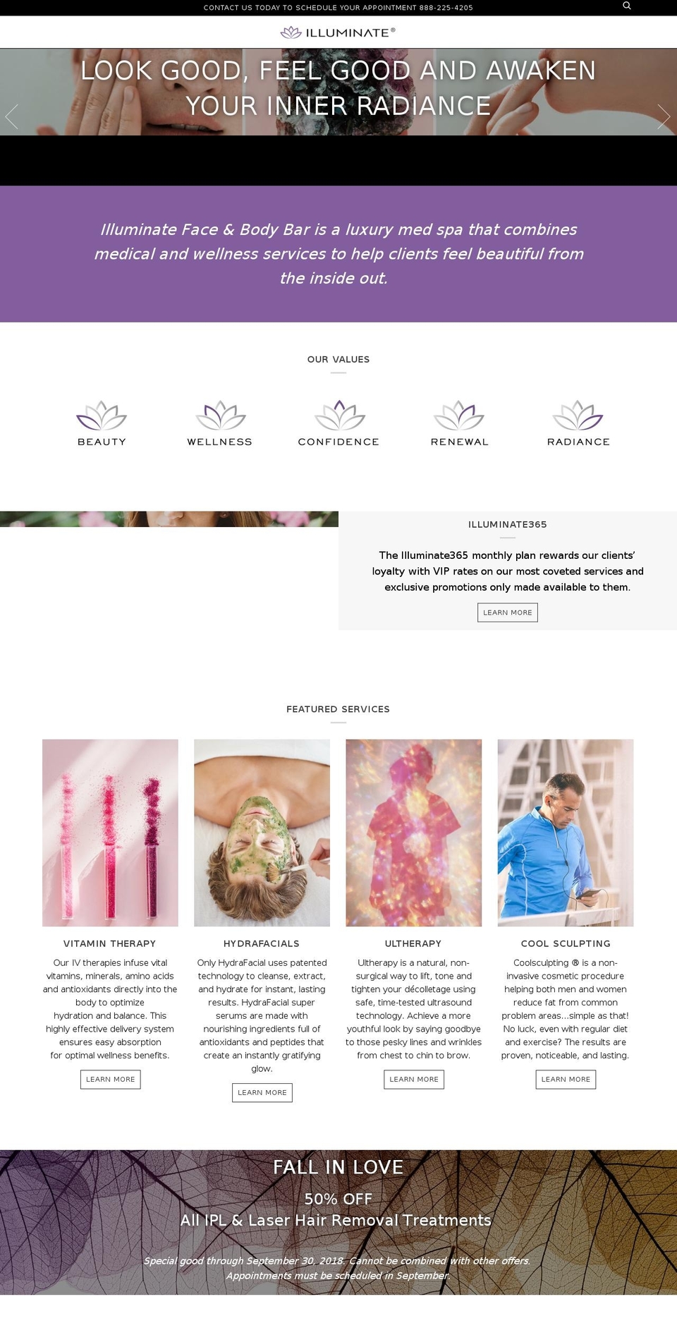 illuminatemedispa.com — Shopify storefront screenshot