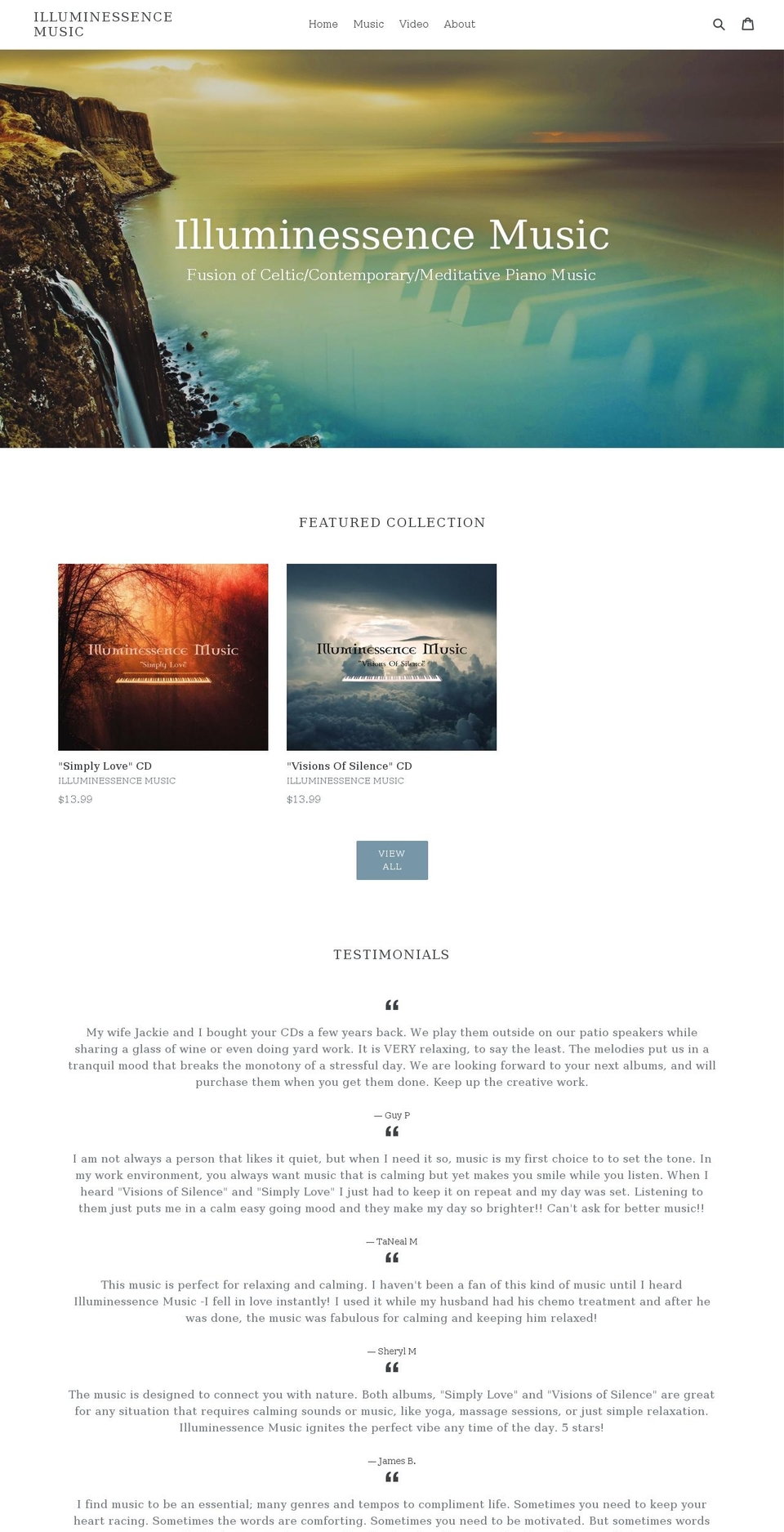 illuminessencemusic.com shopify website screenshot