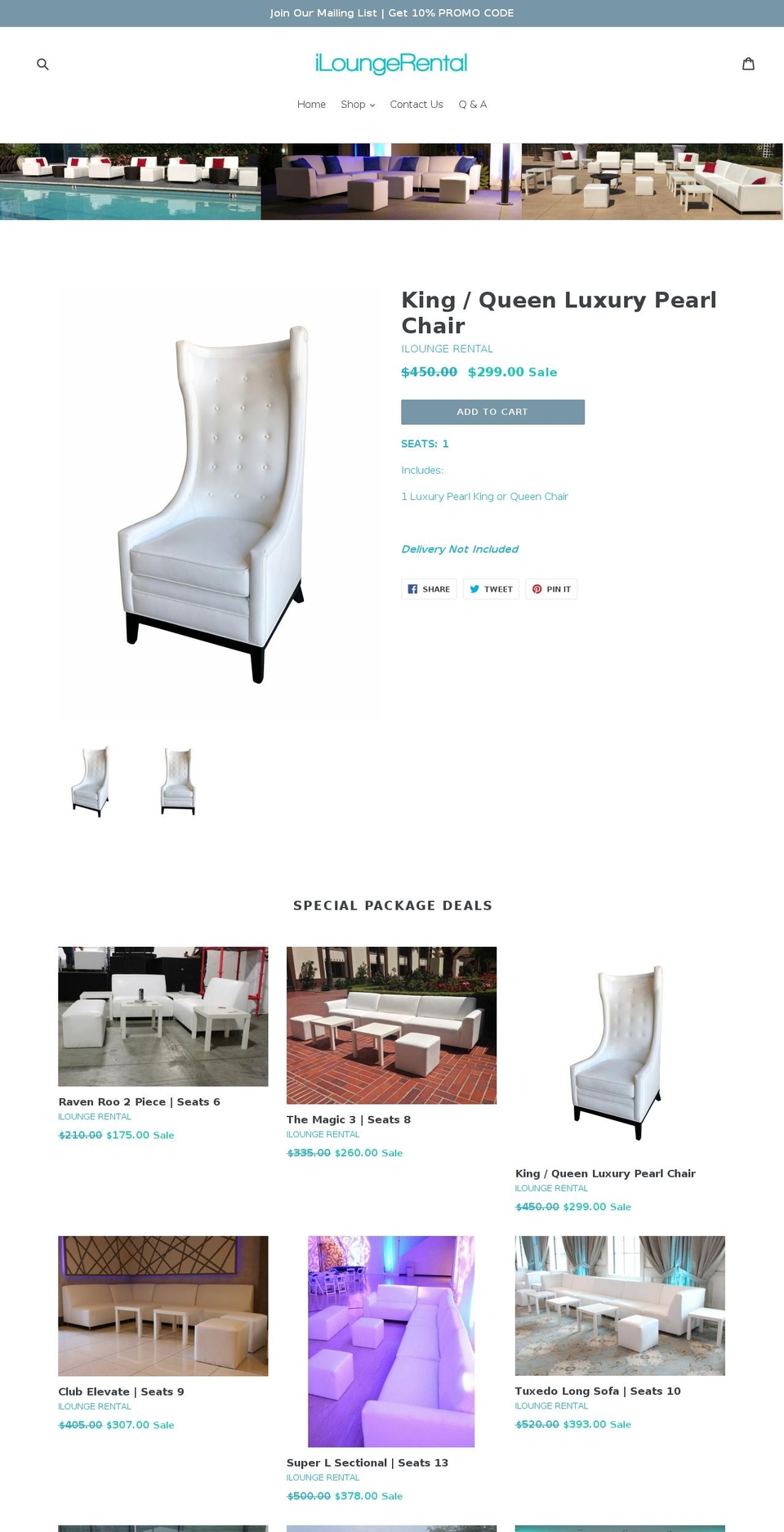 iloungerental.com shopify website screenshot