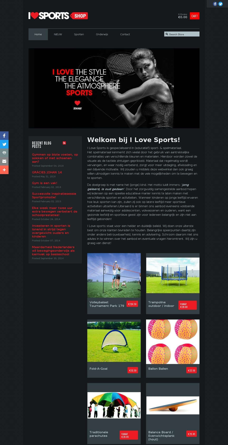 ilove2sport.be shopify website screenshot