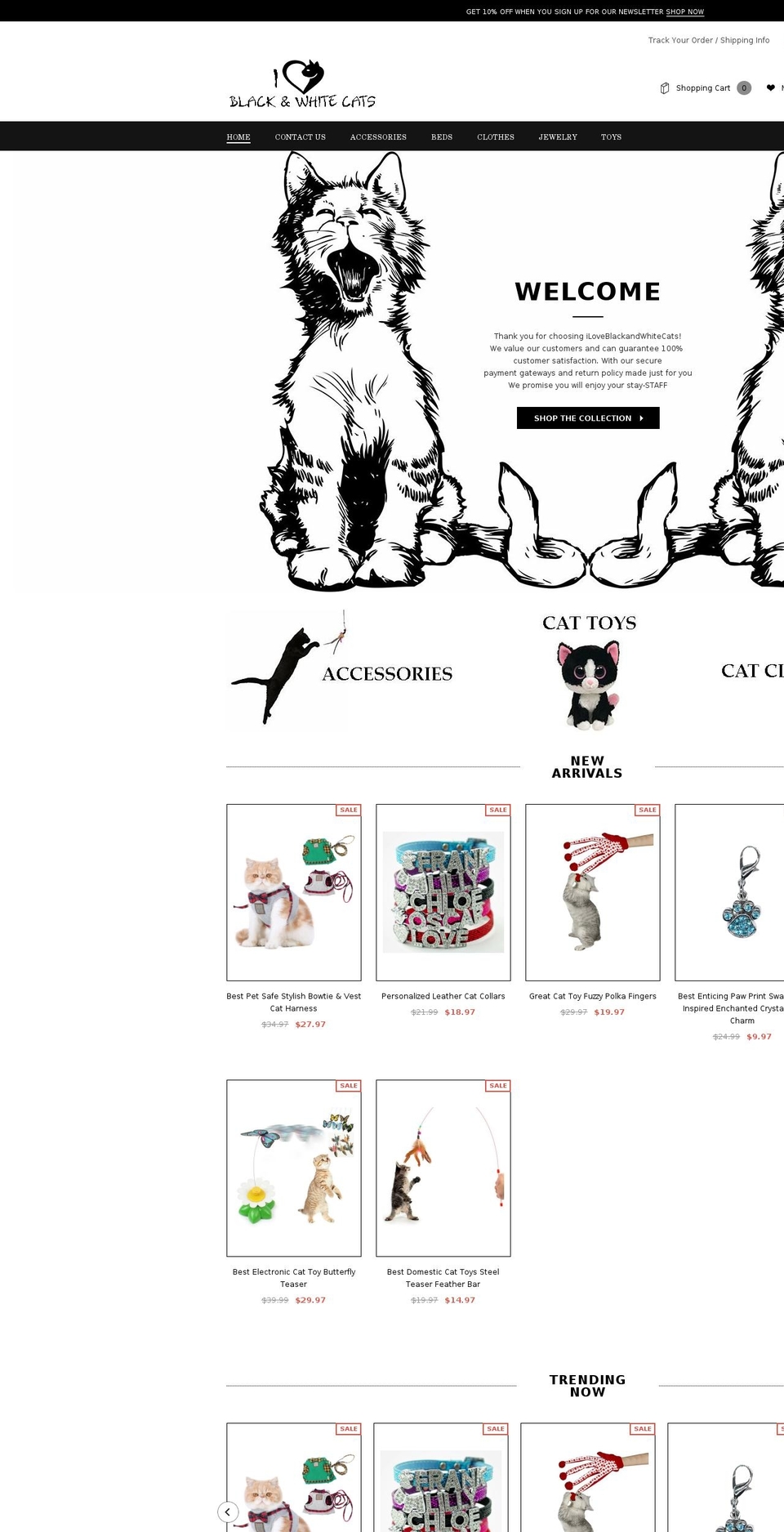 iloveblackandwhitecats.com — Shopify storefront screenshot