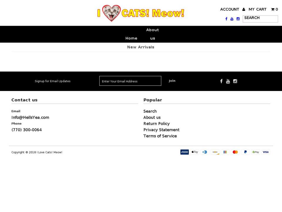 ilovecatsmeow.com — Shopify storefront screenshot