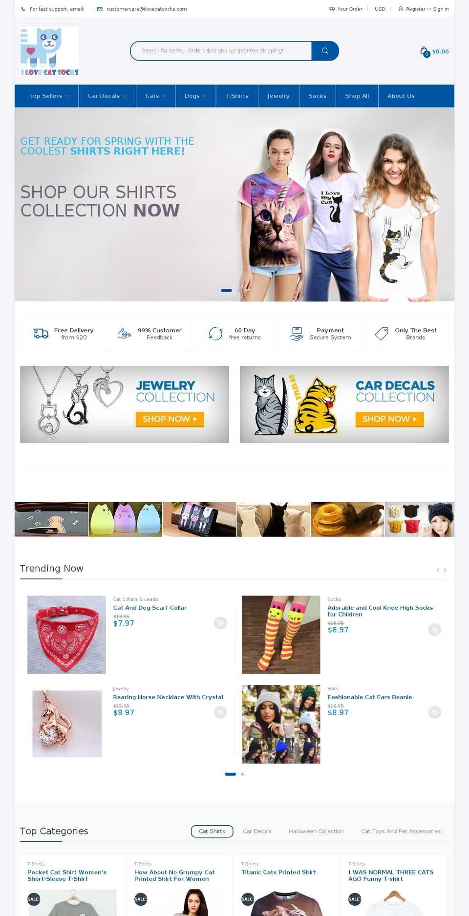 ilovecatsocks.com shopify website screenshot