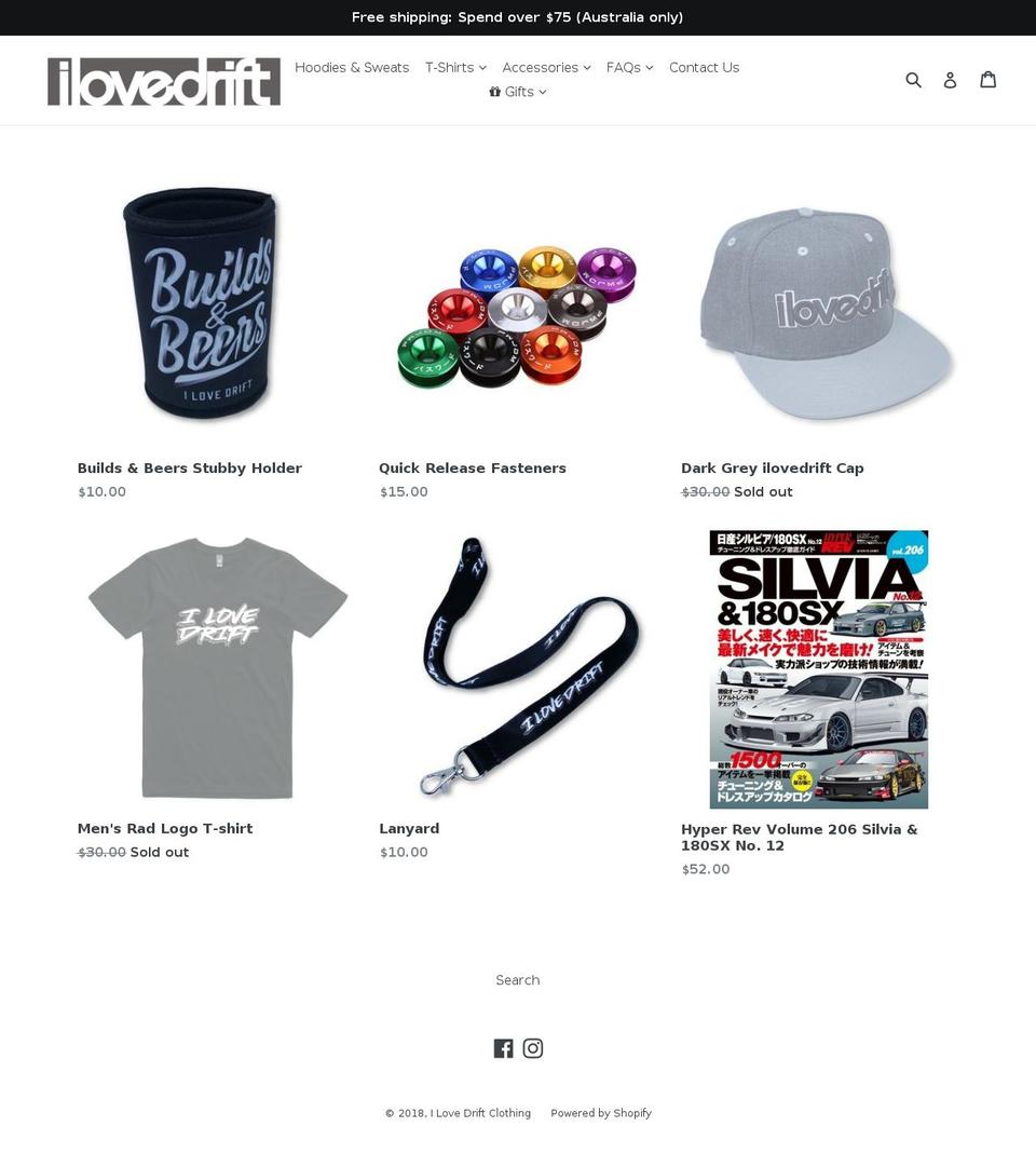 ilovedrift.com.au shopify website screenshot