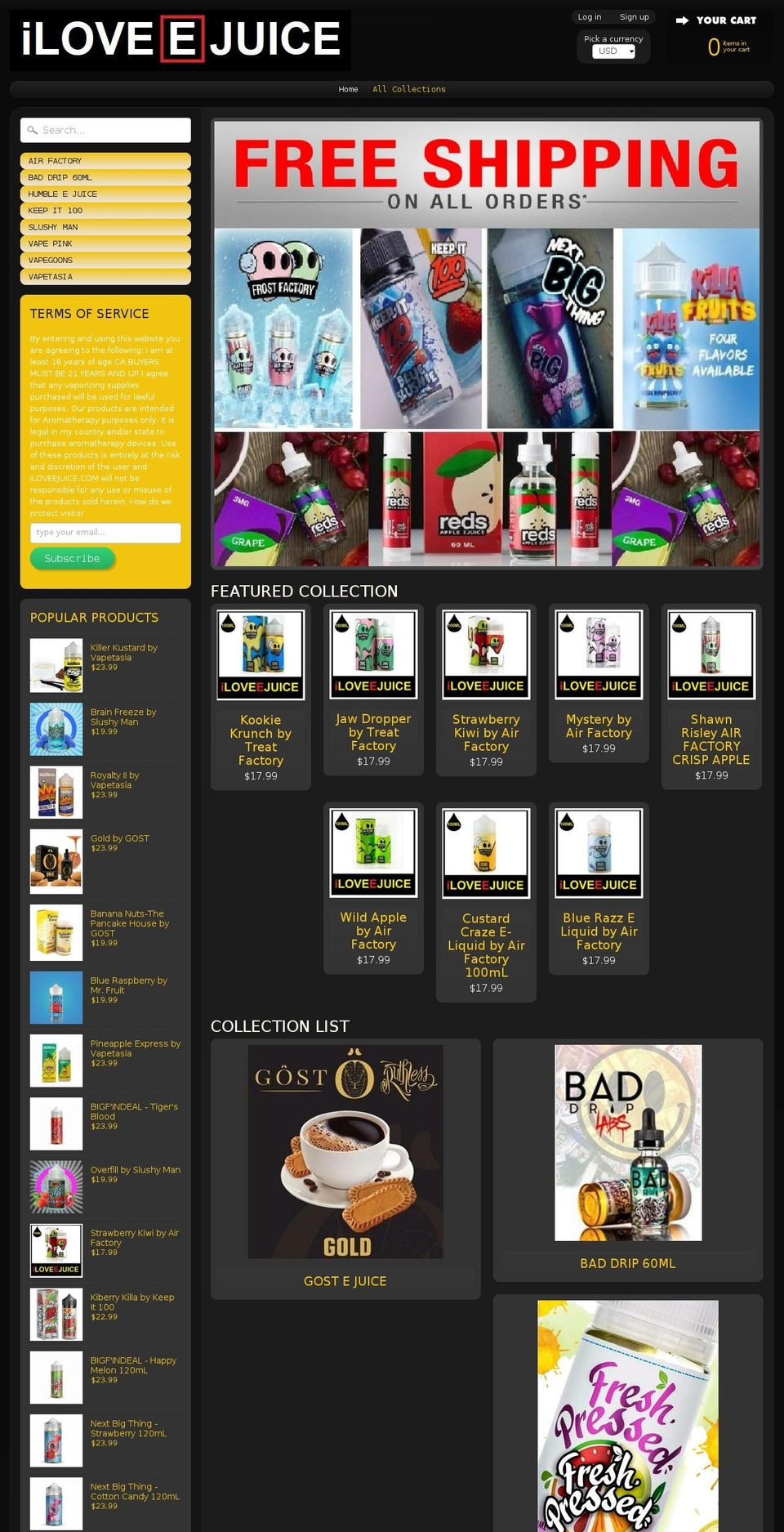 iloveejuice.com shopify website screenshot