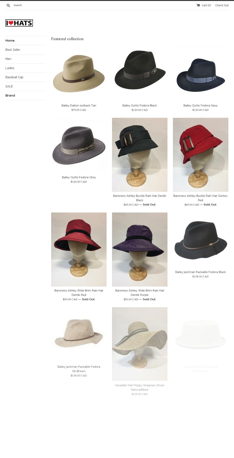 ilovehatscanada.com — Shopify storefront screenshot
