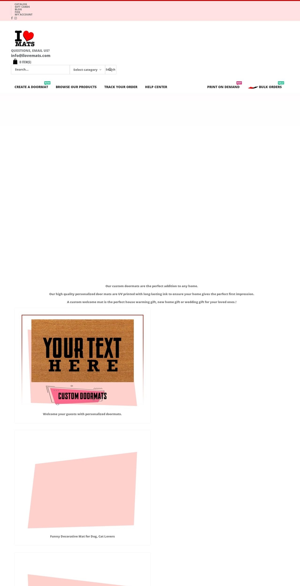 ilovemats.com shopify website screenshot