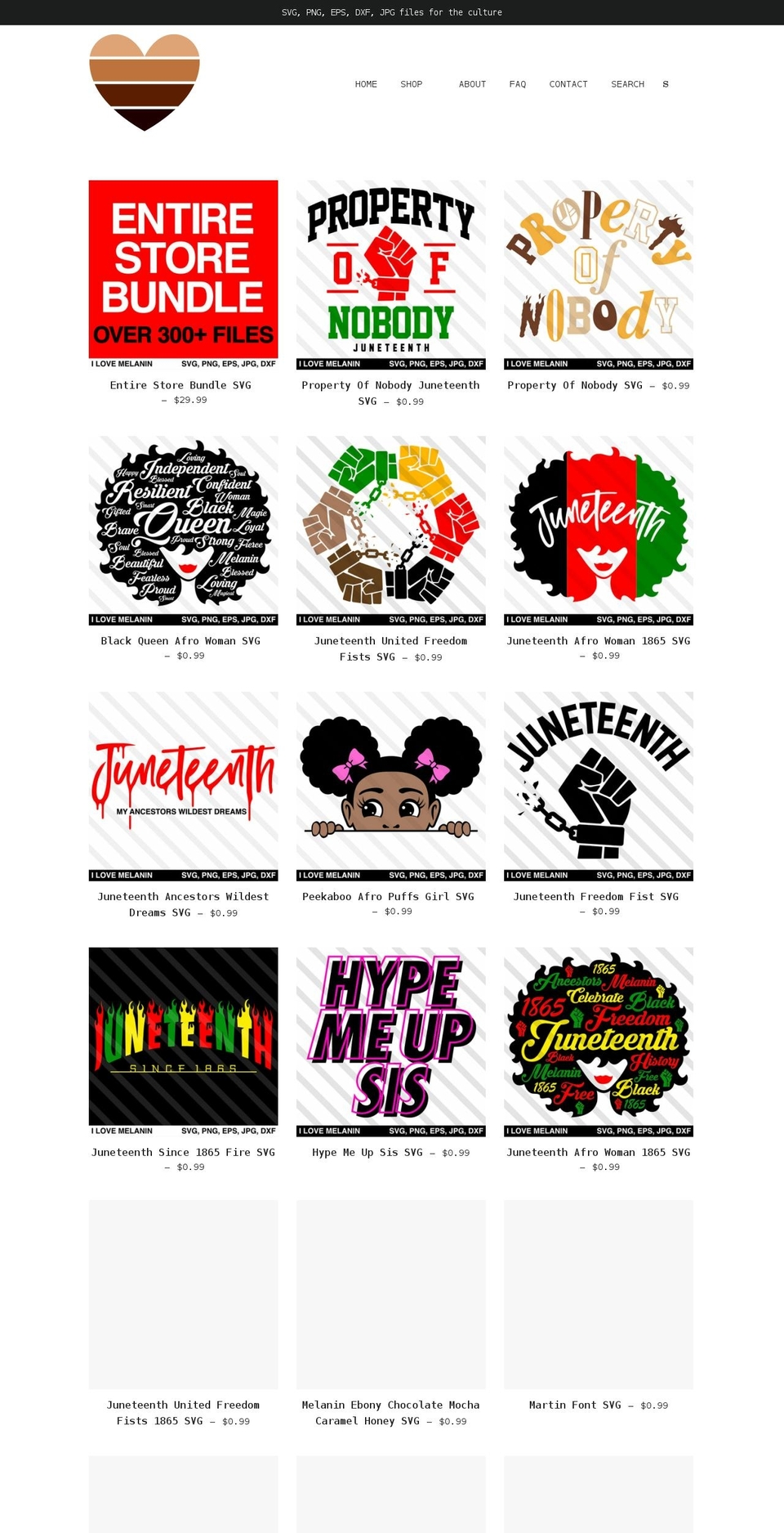 ilovemelaninsvg.com shopify website screenshot