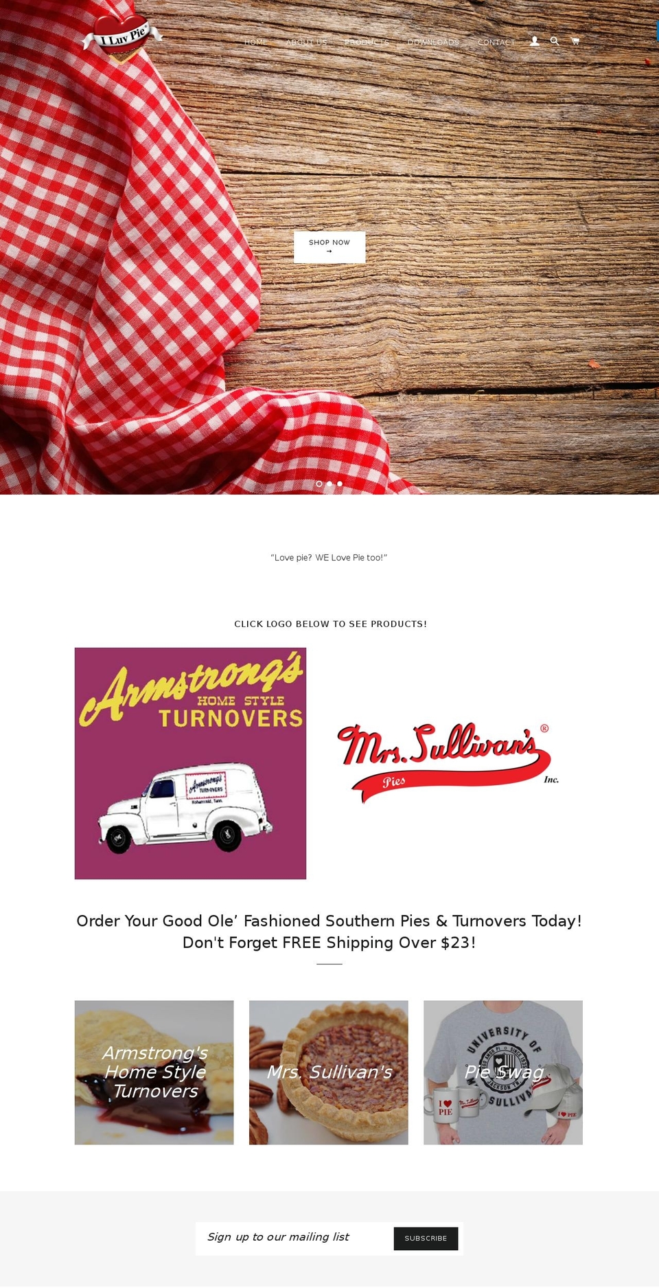 ilovepie.org shopify website screenshot