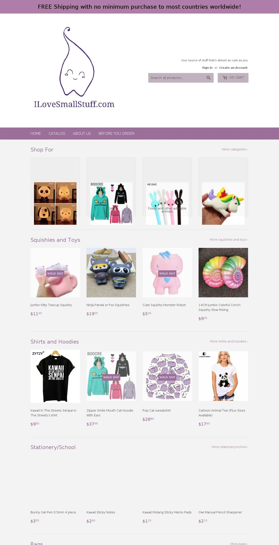 ilovesmallstuff.com — Shopify storefront screenshot