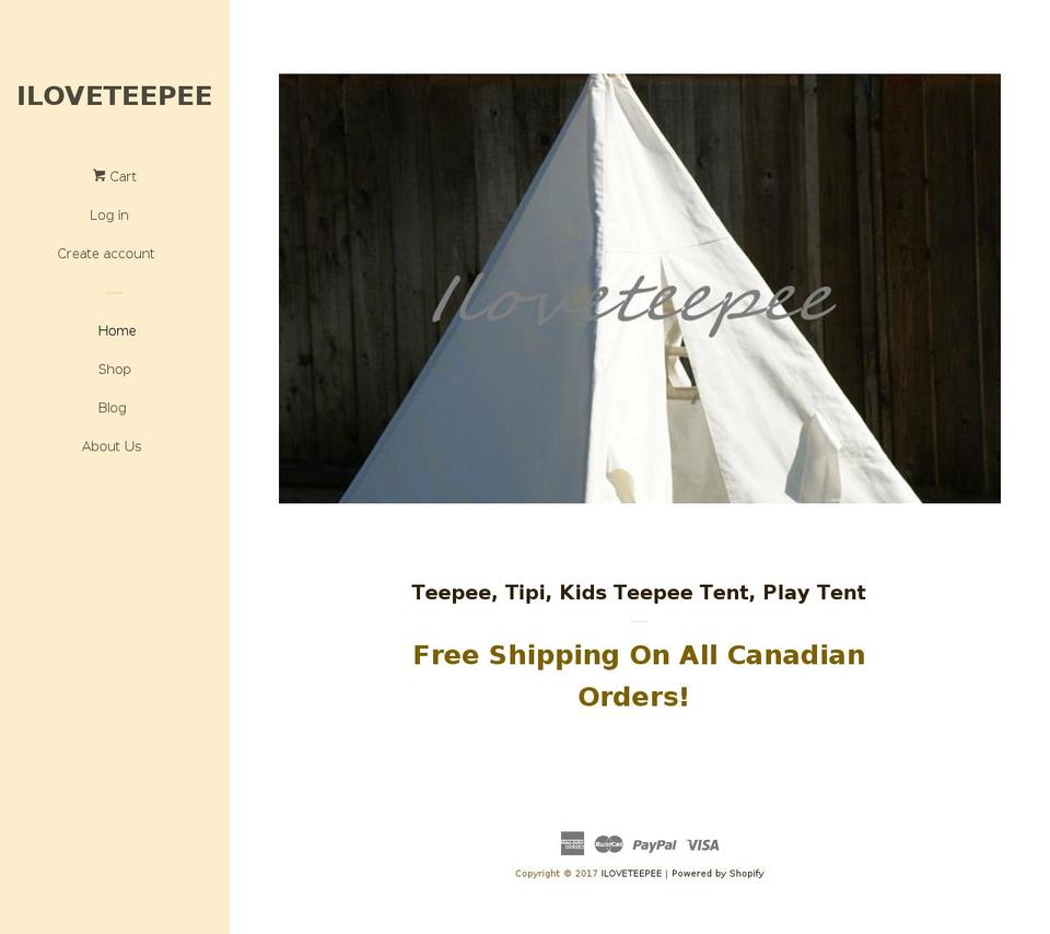iloveteepee.com shopify website screenshot